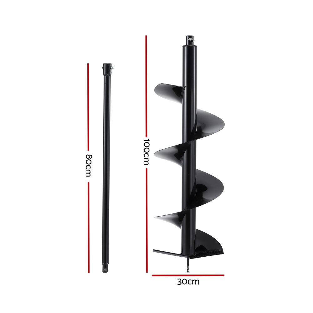 Giantz Post Hole Digger Auger Bit 300mm with 80cm Extension