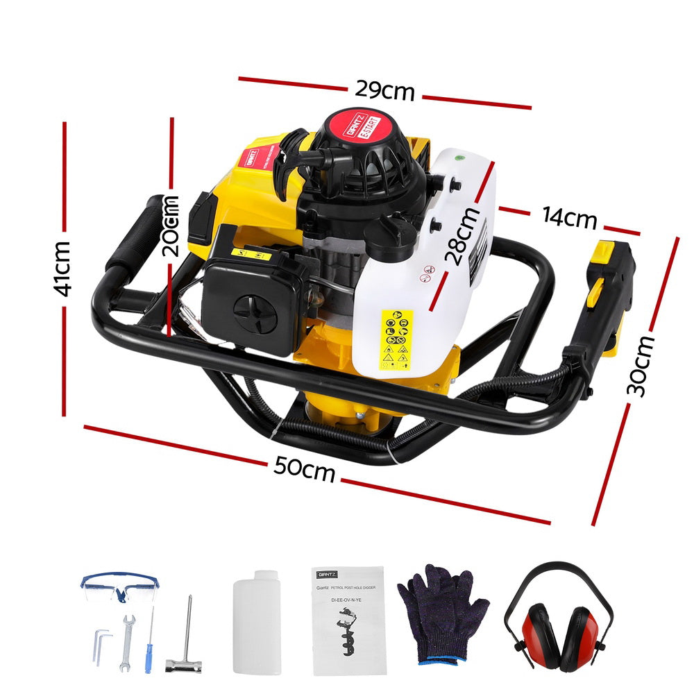 Giantz 63cc Petrol Post Hole Digger Motor Engine Yellow
