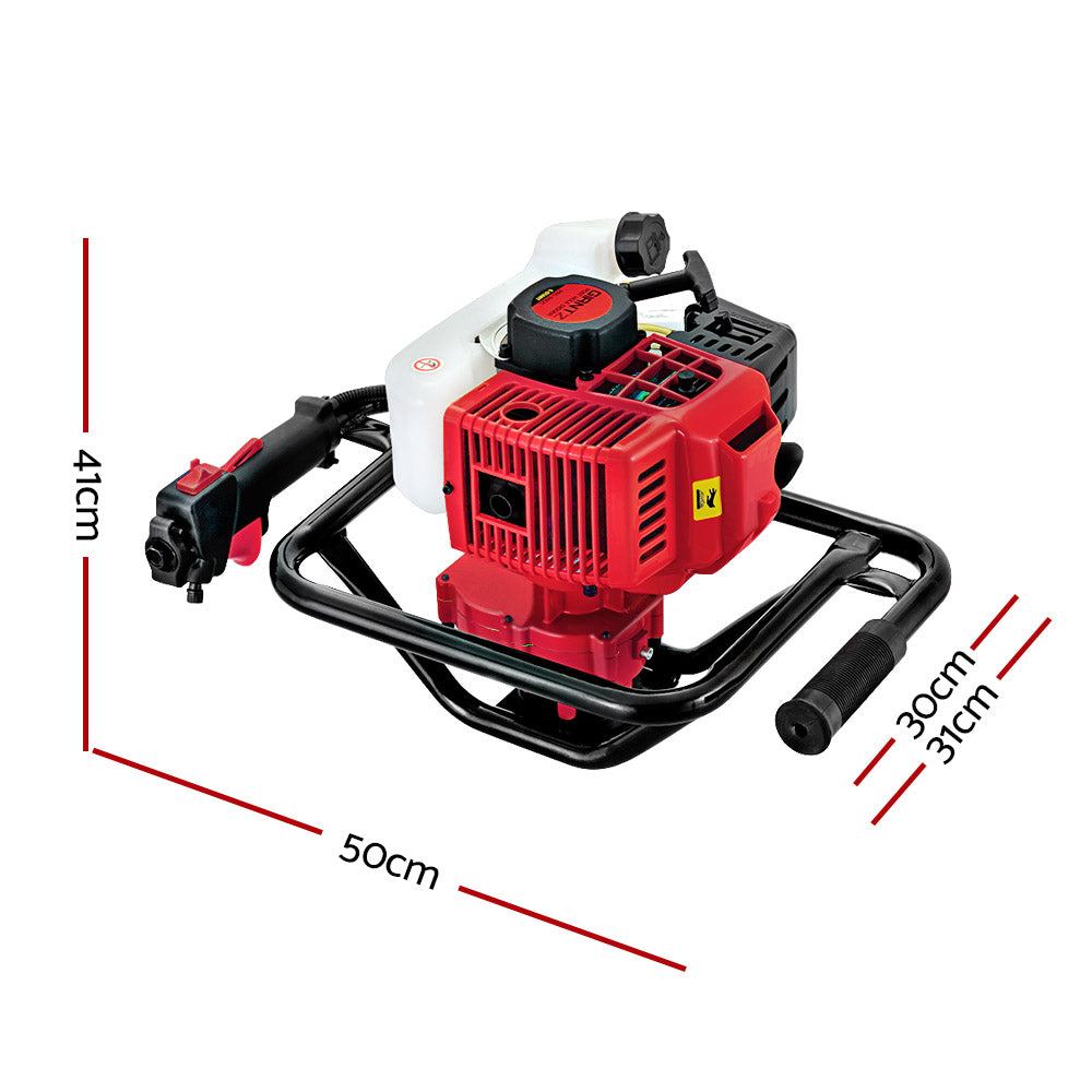 Giantz Post Hole Digger 65cc Petrol Engine Motor Red