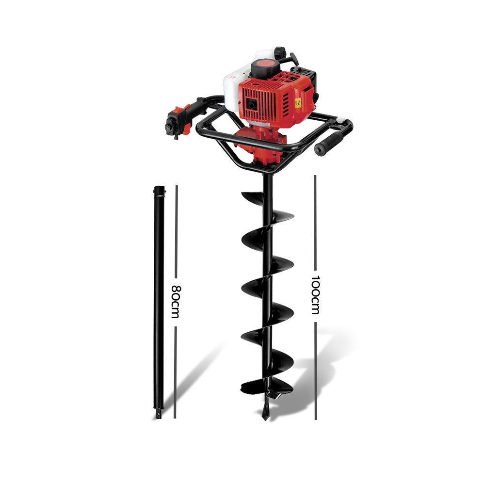 Giantz Petrol Post Hole Digger 200mm Auger with Extension