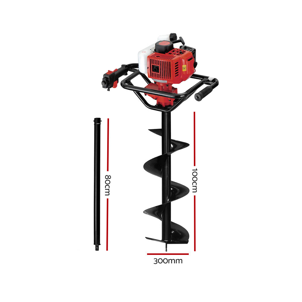 Giantz Post Hole Digger 65cc Petrol Earth Auger 300mm
