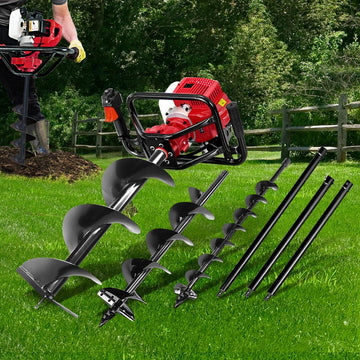 Giantz 65cc Petrol Post Hole Digger Kit with 3 Auger Bits