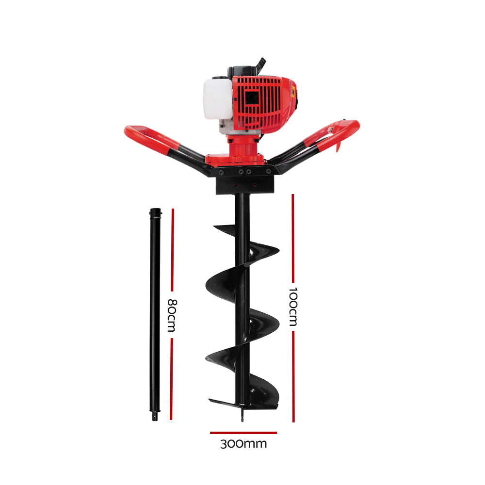 Giantz 65cc Petrol Post Hole Digger 300mm 1-2 Person