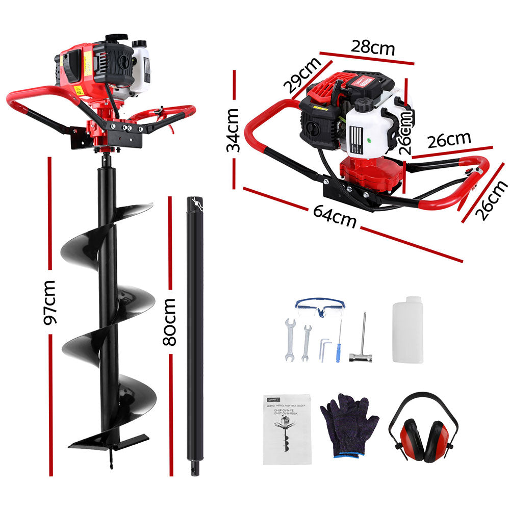 Giantz 65cc Petrol Post Hole Digger 300mm Auger
