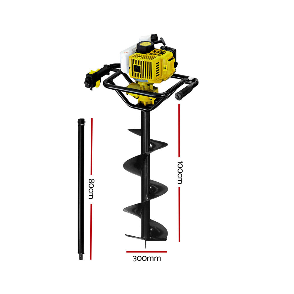 Giantz Post Hole Digger 65cc Petrol Earth Auger 300mm