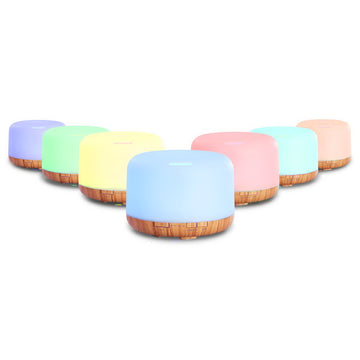 Devanti 4-in-1 Aroma Diffuser with Remote Control 500ml White Light Wood