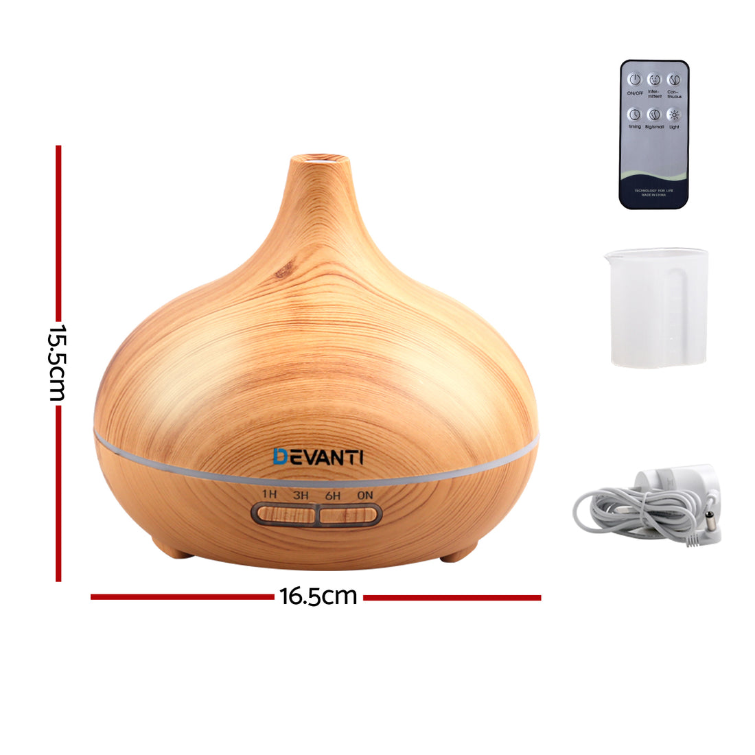 Devanti Ultrasonic Aroma Diffuser with LED Night Light 300ml Light Wood