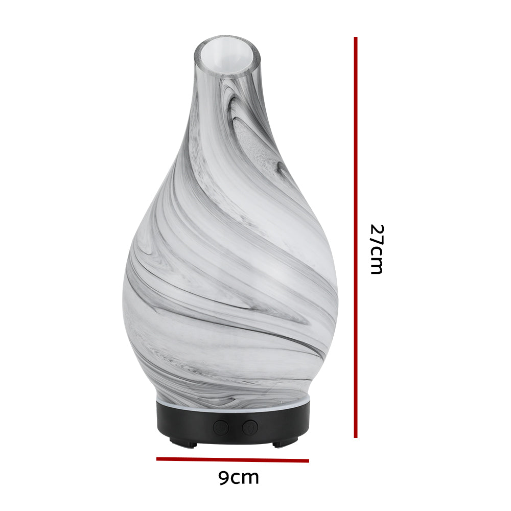 Devanti Glass Marble Aroma Diffuser with LED Light 100ml