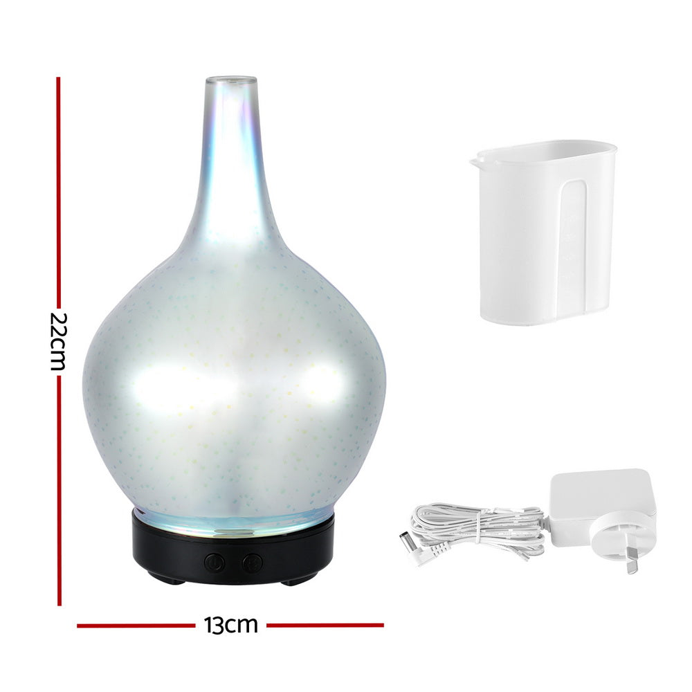 Devanti 3D Fireworks Aroma Diffuser Ultrasonic Mist Humidifier Black