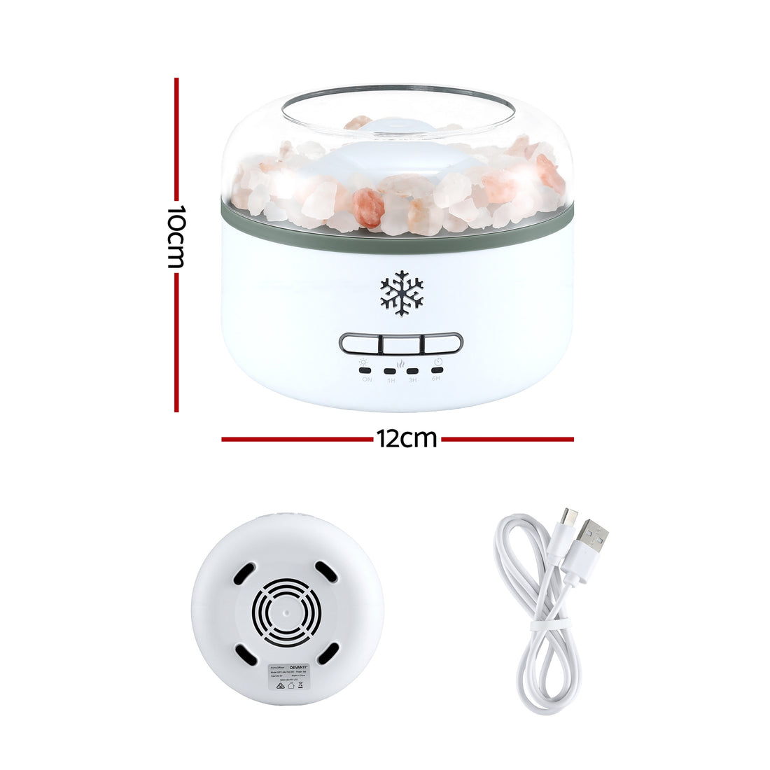 Devanti Salt Lamp Aroma Diffuser with LED Lights 150ml White