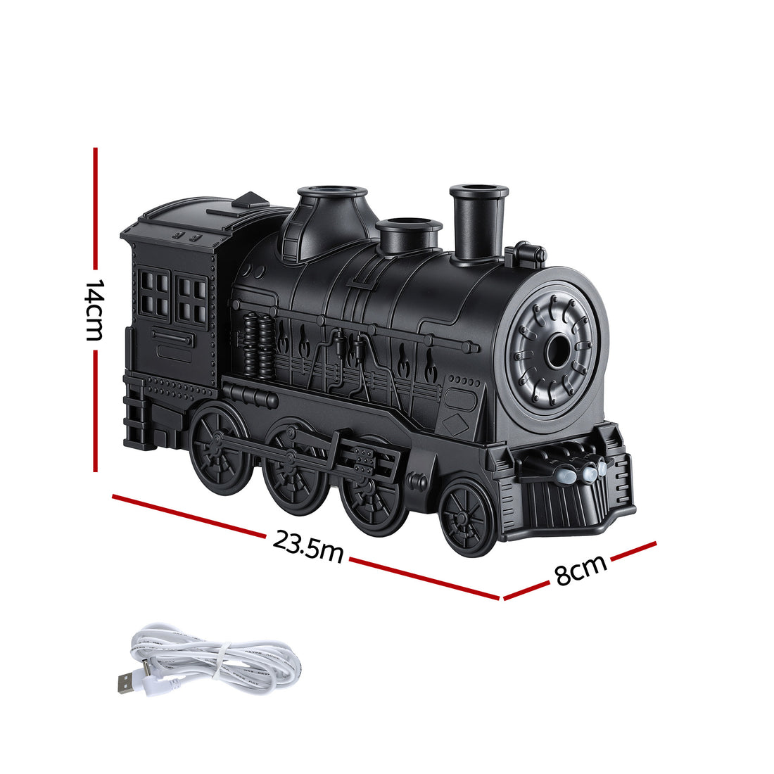 Devanti Train Aroma Diffuser with Smoke Ring LED Light 300ml Black
