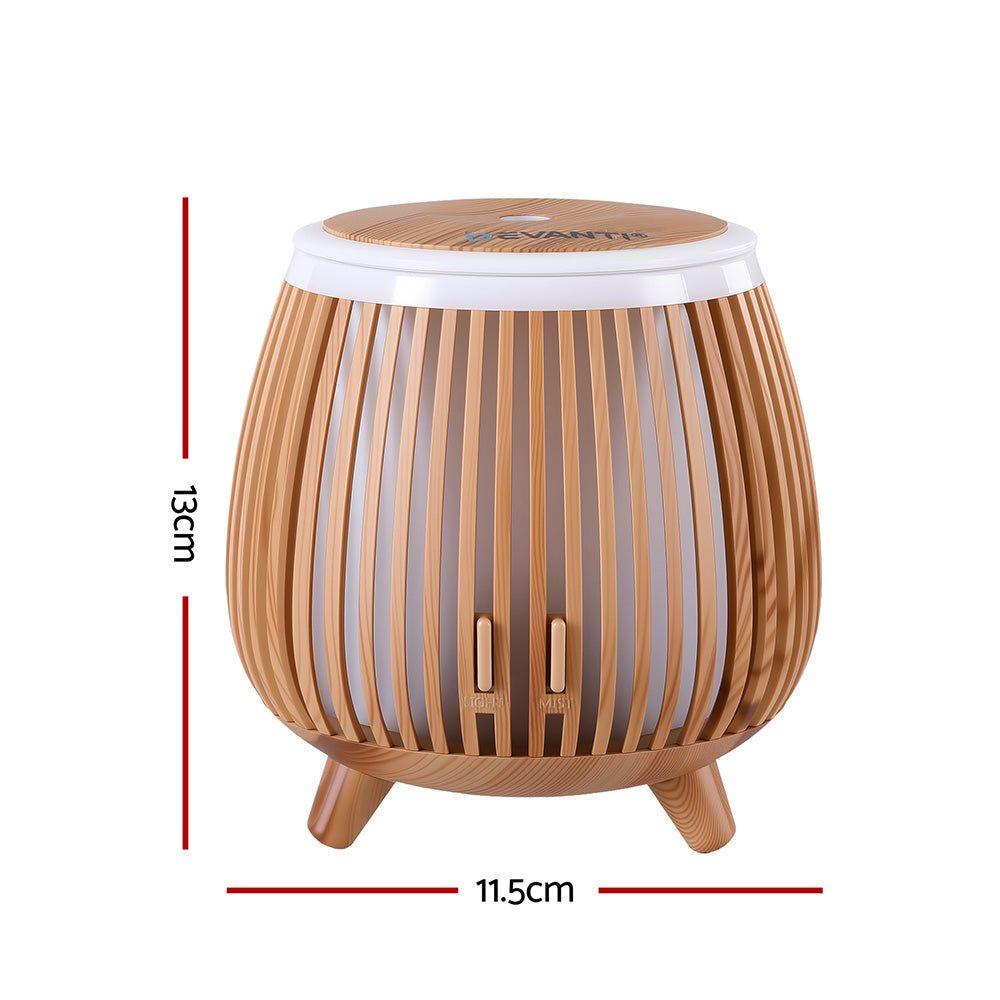 Devanti Ultrasonic Aroma Diffuser 4-in-1 LED Night Light 140ml Deep Wood