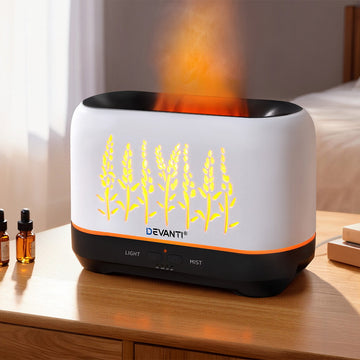 Devanti Aroma Diffuser with Flame Effect LED Light 200ml White