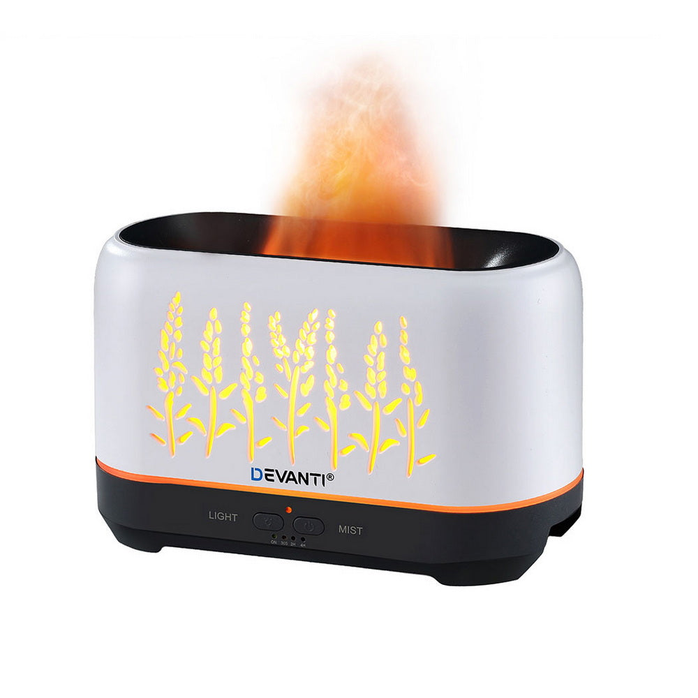 Devanti Aroma Diffuser with Flame Effect LED Light 200ml White