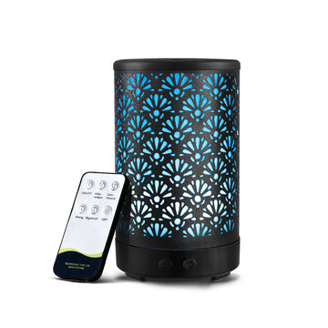 Devanti Black Metal Cover Aroma Diffuser with LED Light 100ml