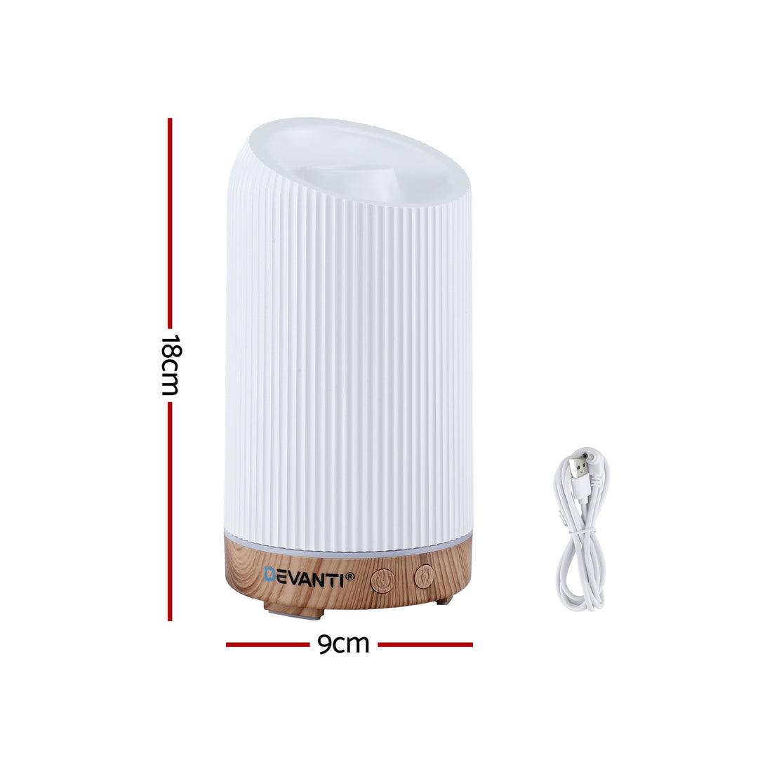 Devanti Vertical Striped Aroma Diffuser with LED Light 200ml