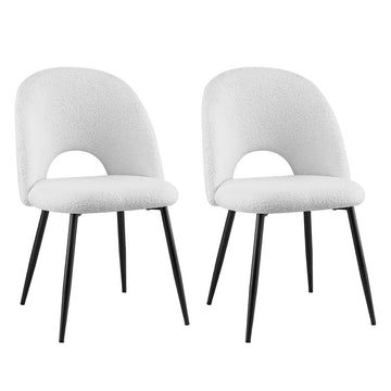 Artiss Sherpa Boucle Dining Chair Set of 2 White