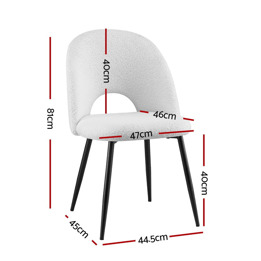 Artiss Sherpa Boucle Dining Chair Set of 2 White