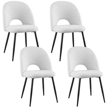 Artiss Sherpa Boucle Dining Chair Set of 4 White