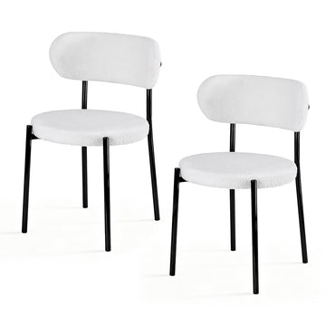 Artiss Sherpa Boucle Dining Chair Set of 2 White