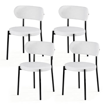 Artiss Sherpa Boucle Dining Chair Set of 4 White