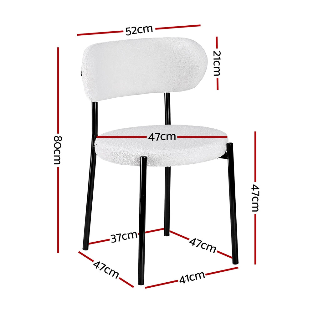 Artiss Sherpa Boucle Dining Chair Set of 4 White