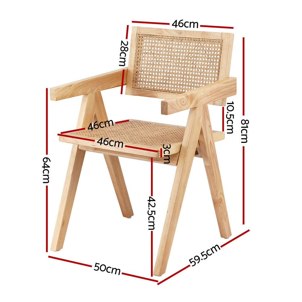 Artiss Dining Chairs Rattan Seat Rubber Wood Natural