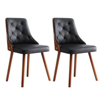 Artiss Dining Chair Set of 2 Black PU Leather