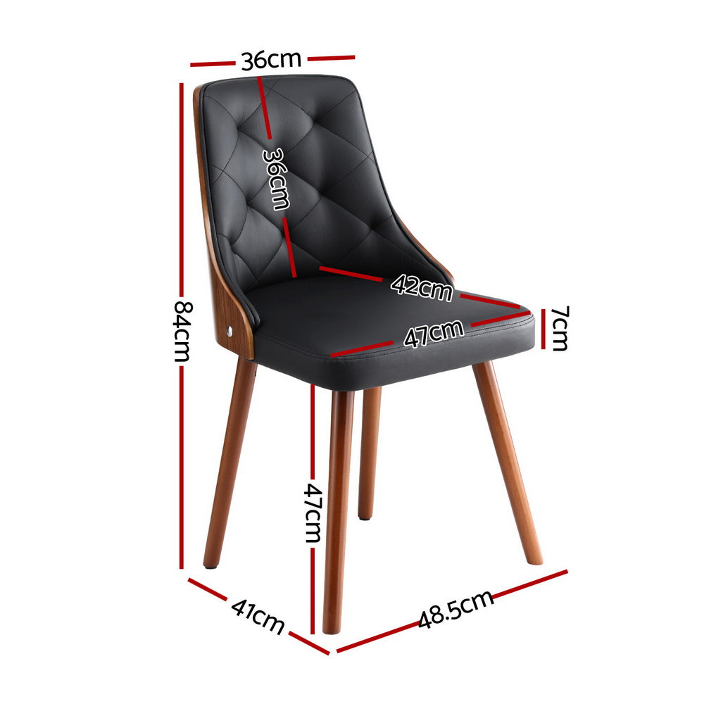 Artiss Dining Chair Set of 2 Black PU Leather