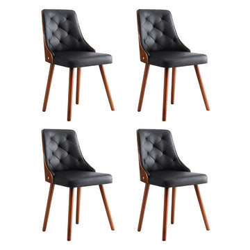 Artiss Diamond Tufted PU Leather Dining Chair Set of 4 Black