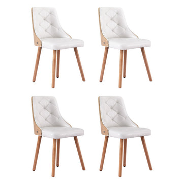 Artiss Diamond Tufted PU Leather Dining Chairs Set of 4 White