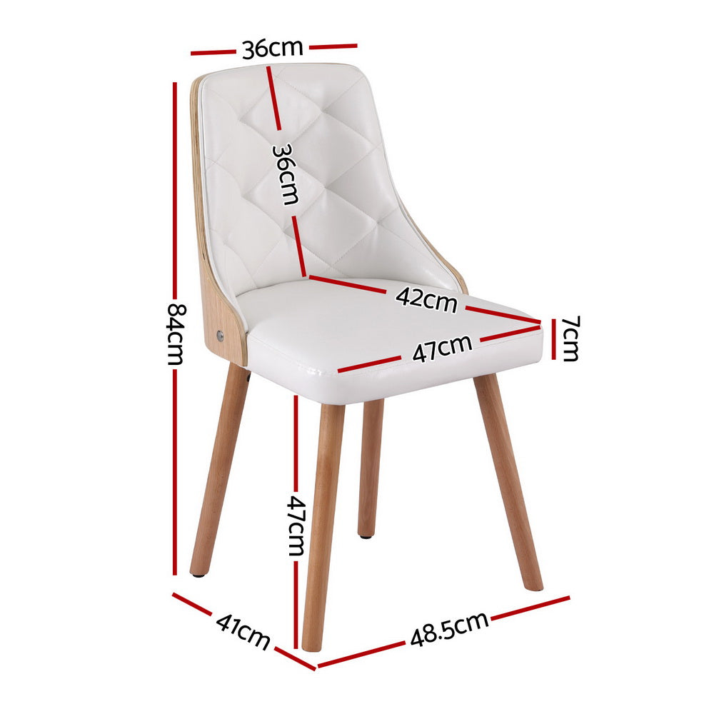 Artiss Diamond Tufted PU Leather Dining Chairs Set of 4 White