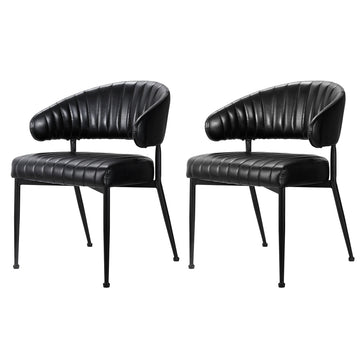Artiss Yolanda Dining Chair Set of 2 Black PU Leather Armrests