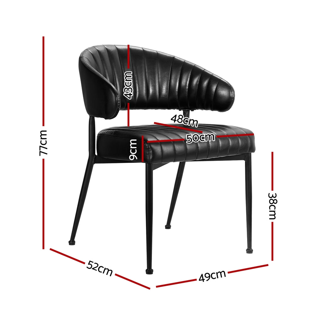 Artiss Yolanda Dining Chair Set of 2 Black PU Leather Armrests