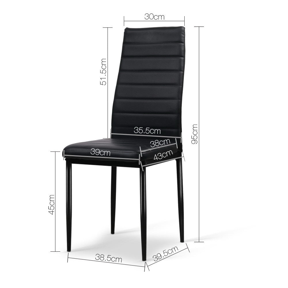 Artiss Dining Chairs Set of 4 Channel Tufted Black PVC Leather