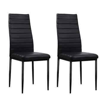 Artiss Dining Chairs Set of 4 Channel Tufted Black PVC Leather