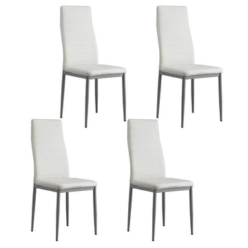 Artiss PVC Dining Chairs Set of 4 Channel Tufted White