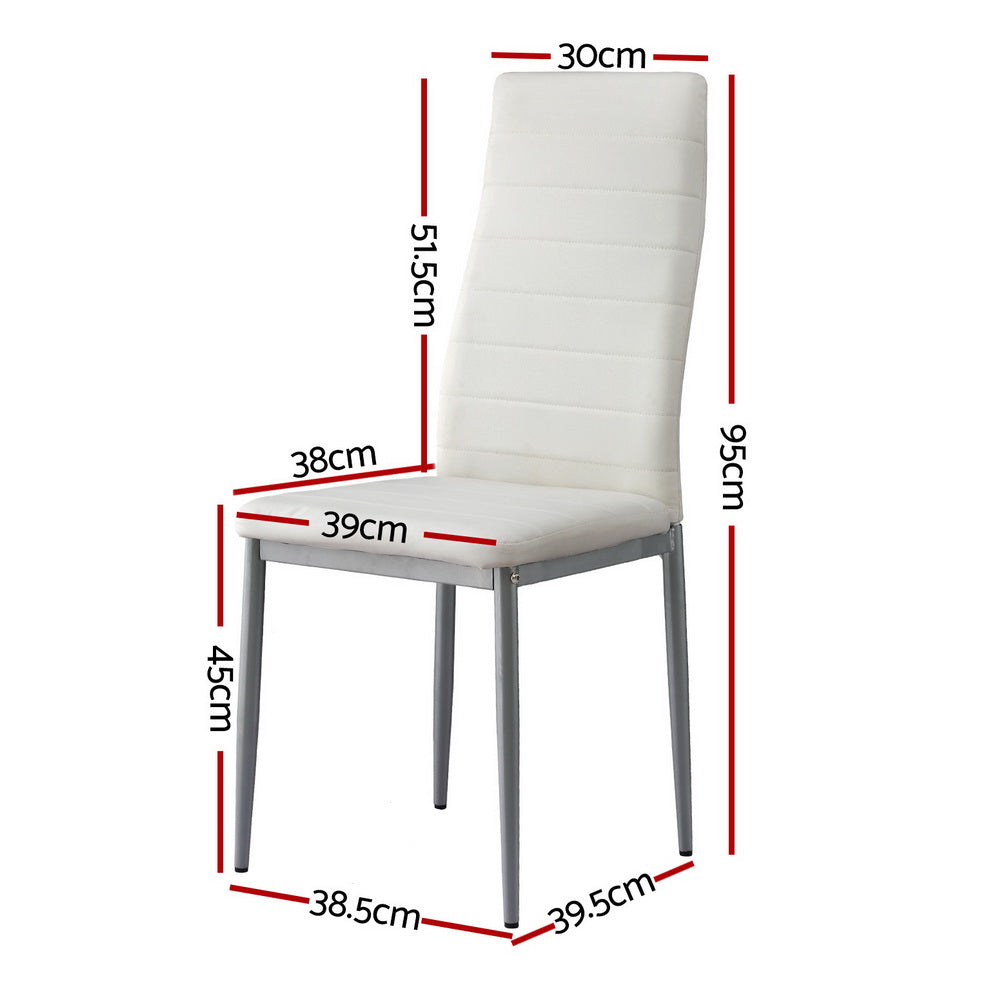Artiss PVC Dining Chairs Set of 4 Channel Tufted White