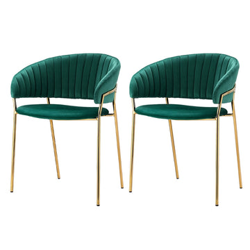 Artiss Velvet Dining Chair Set of 2 Green Hollow Armchair