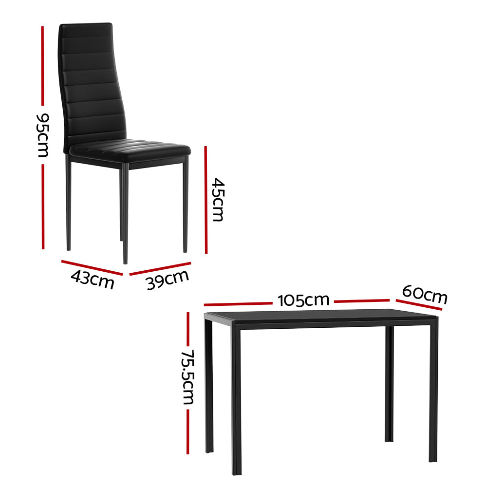 Artiss Dining Set 5-Piece Rectangular MDF Table 4 Black Chairs