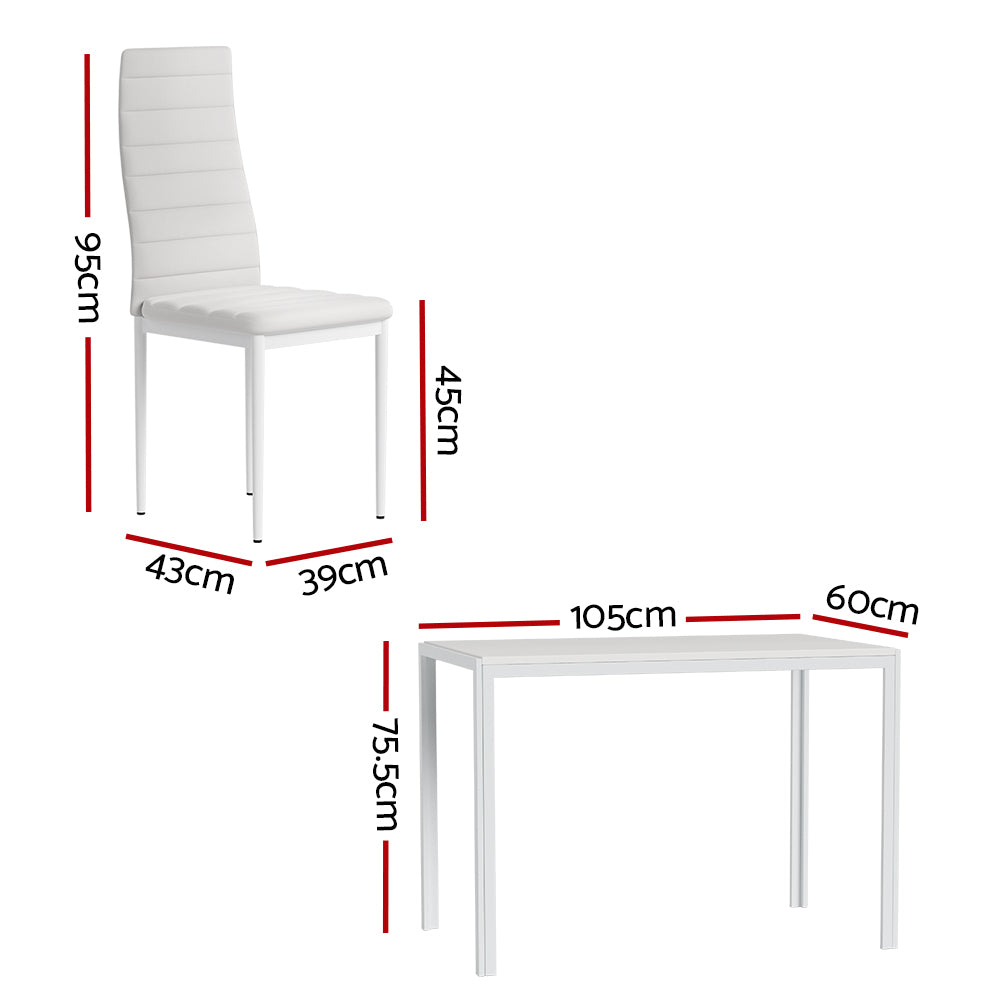 Artiss 5-Piece Dining Set MDF Table with 4 Chairs White