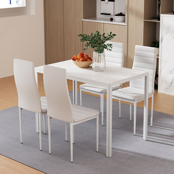 Artiss 5-Piece Dining Set MDF Table with 4 Chairs White