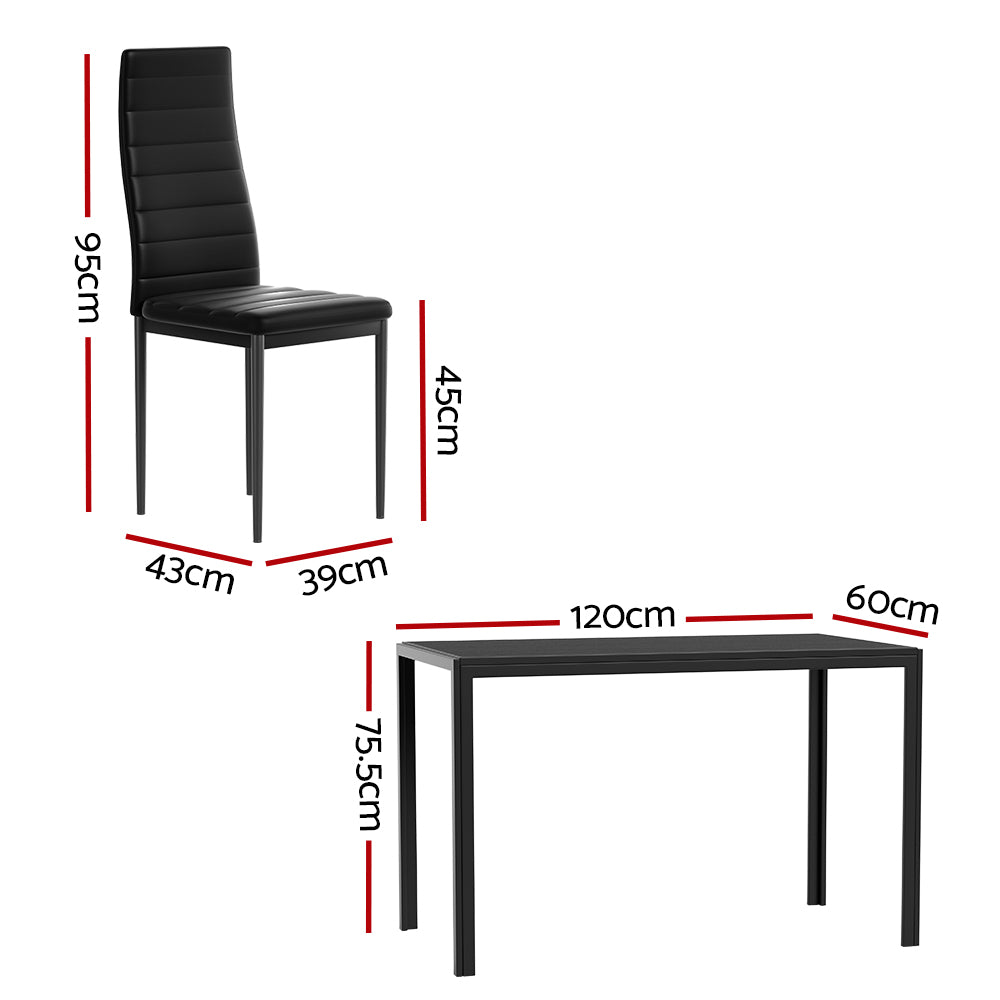 Artiss 7-Piece Dining Set MDF Table with 6 Chairs Black
