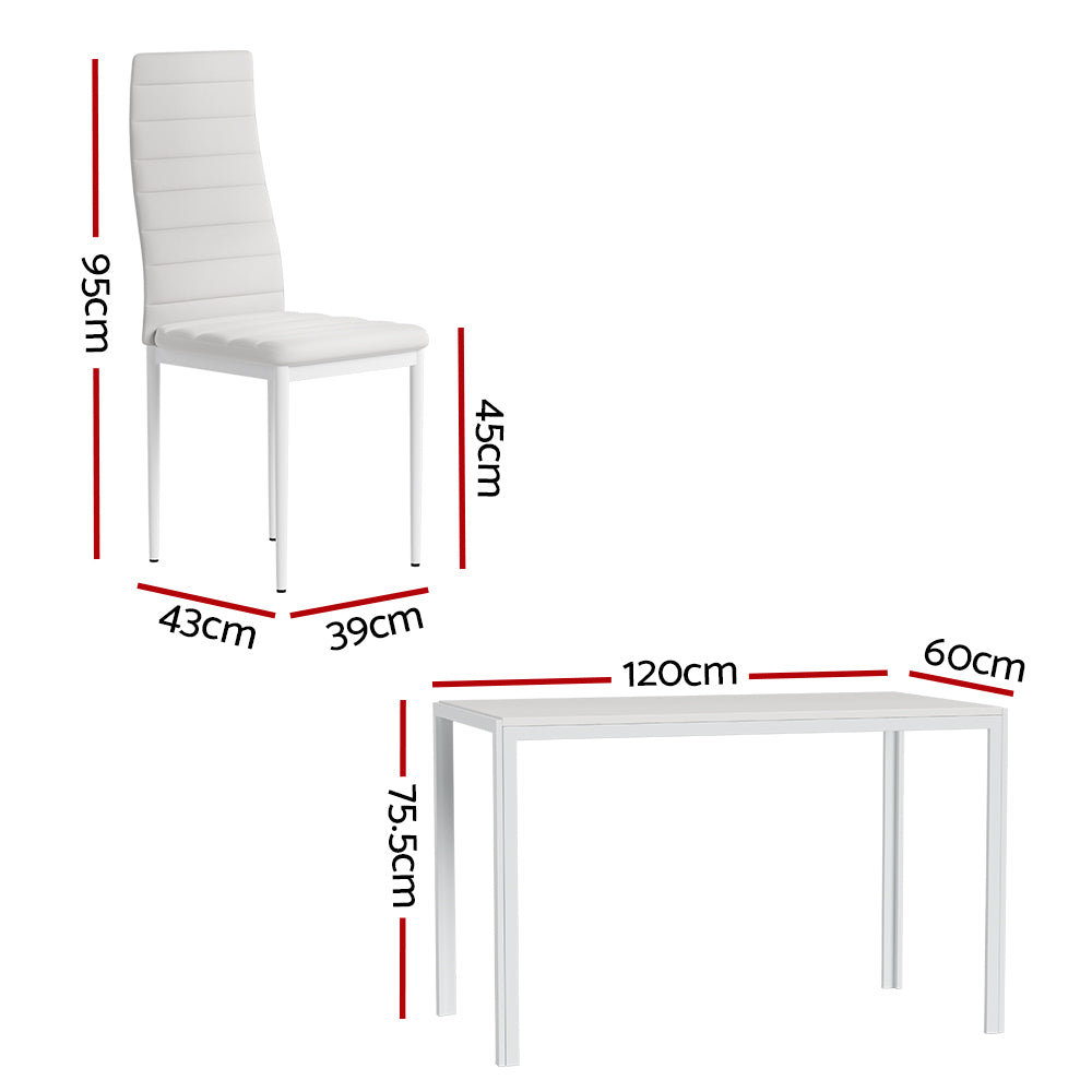 Artiss Dining Set 7-Piece Rectangular MDF Table 6 White Chairs
