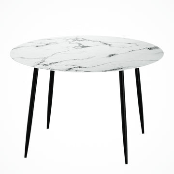 Artiss Round Marble Effect Dining Table 110cm White