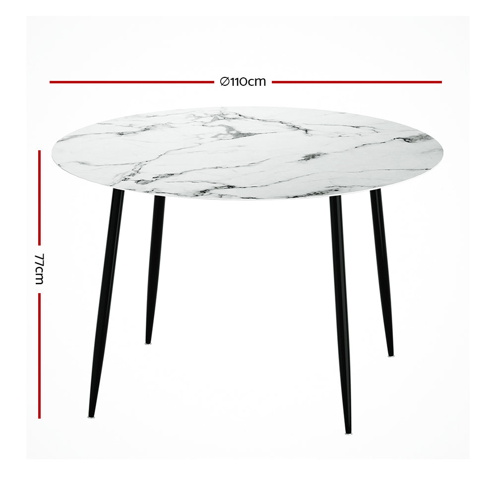 Artiss Round Marble Effect Dining Table 110cm White