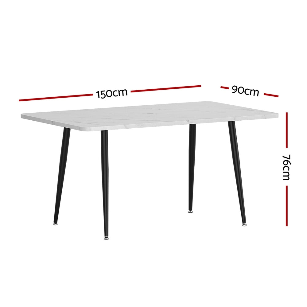 Artiss Marble Effect Dining Table 1.5M White and Black