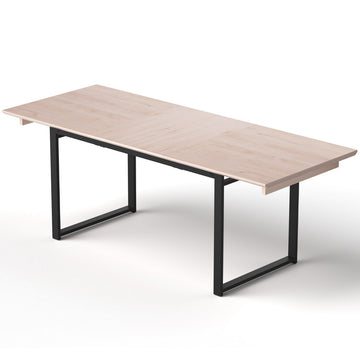 Artiss Extendable Dining Table 2M Natural Wood MDF Black Metal Legs