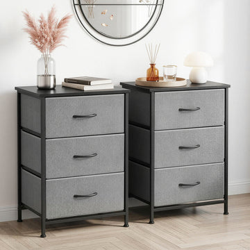 Artiss Set of 2 Tallboy Chest of Drawers 3 Drawer Grey