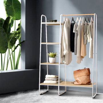 Artiss Metal Clothes Rack Wardrobe Airer Storage Unit 150cm White